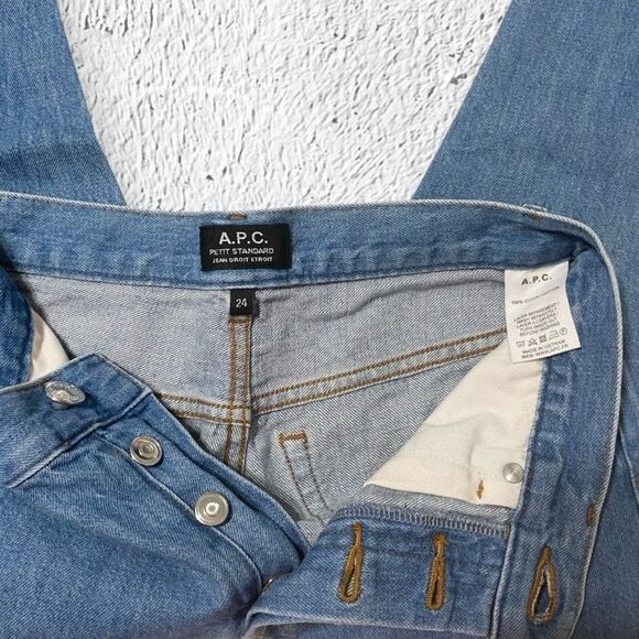 APC Jeans Petit Standard Jean Droit Etroit Red Line Selvedge Blue Size 24 - Picture 8 of 10